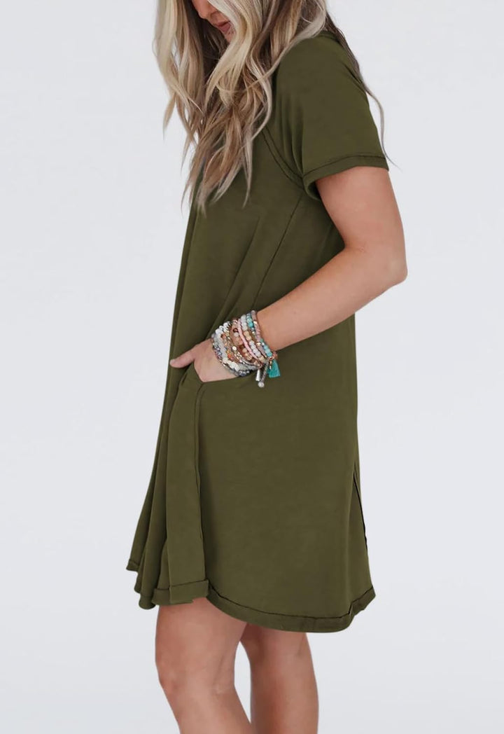 Abito T-Shirt a Maniche Corte con Tasche