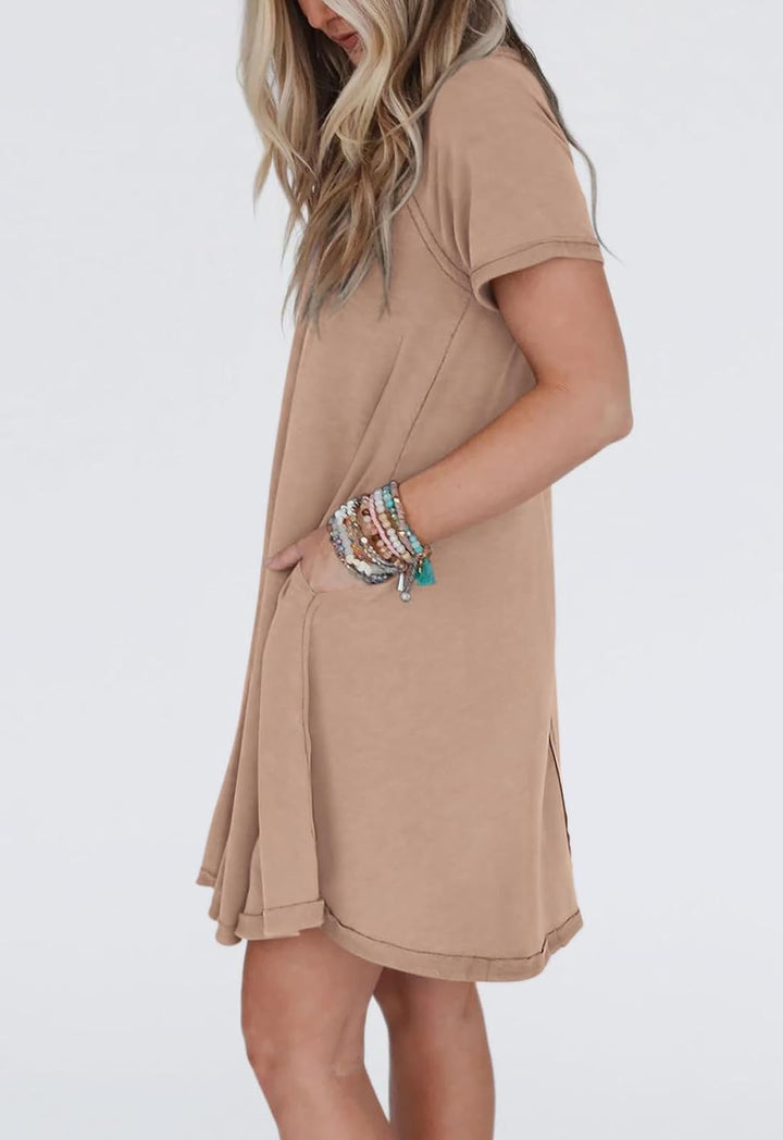 Abito T-Shirt a Maniche Corte con Tasche