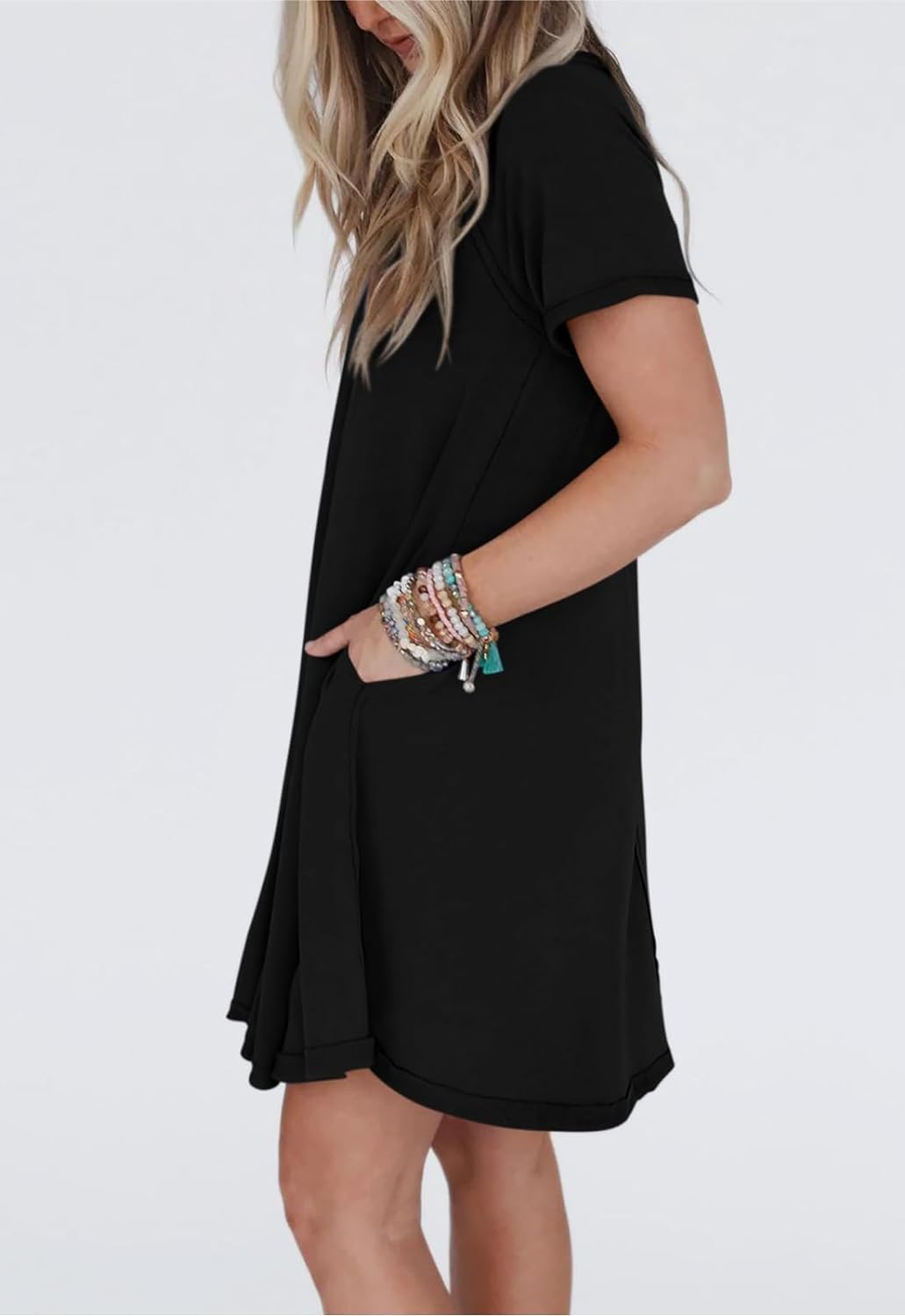 Abito T-Shirt a Maniche Corte con Tasche