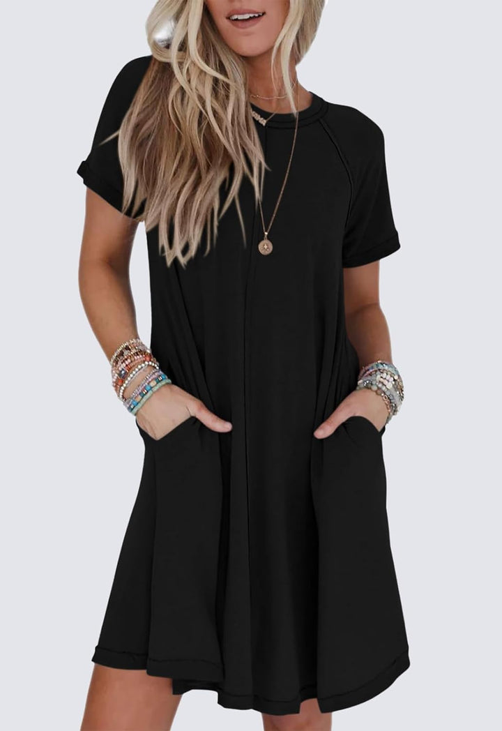 Abito T-Shirt a Maniche Corte con Tasche