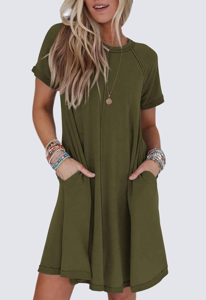 Abito T-Shirt a Maniche Corte con Tasche