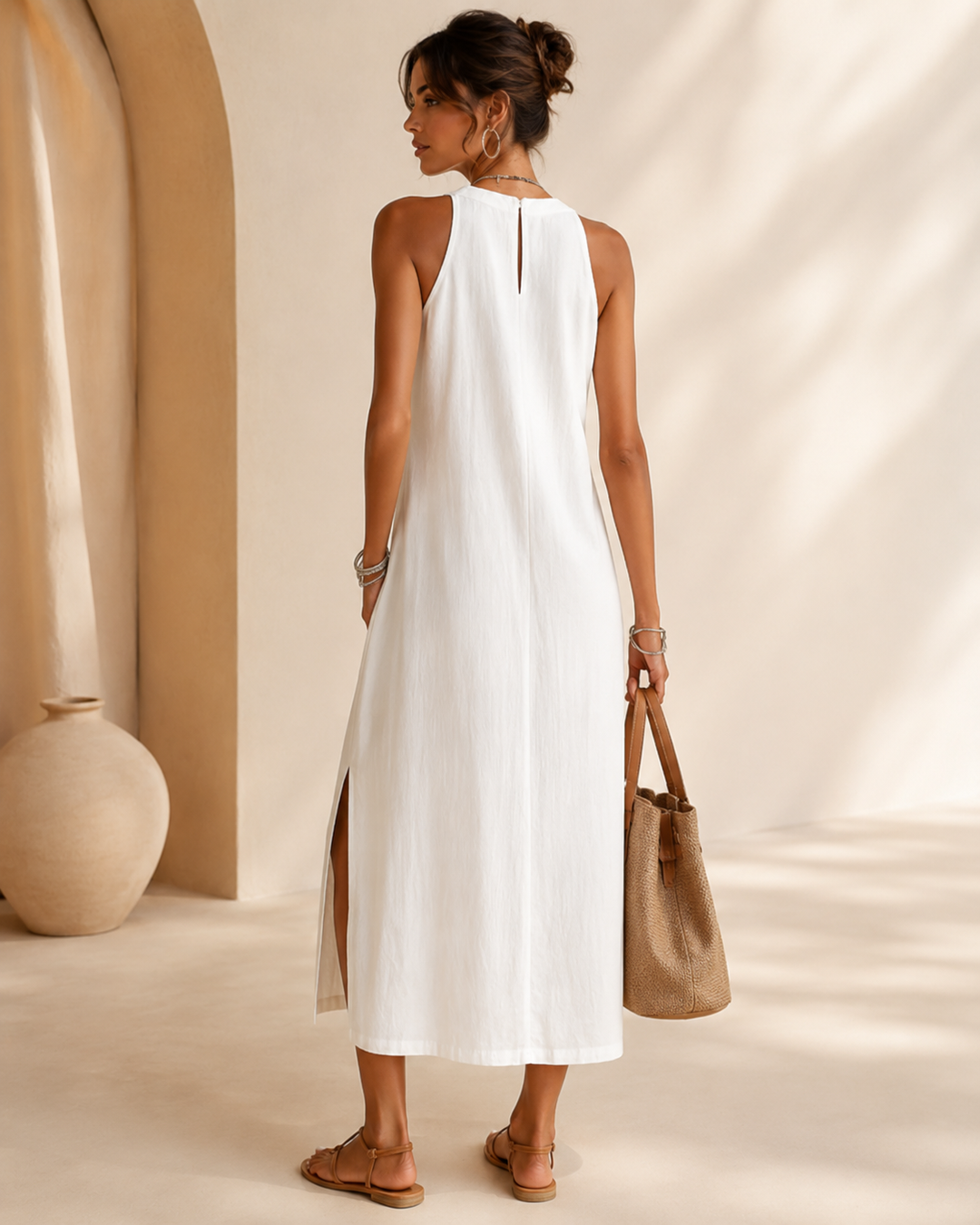Lena | Abito Midi Elegante con Dettagli Raffinati