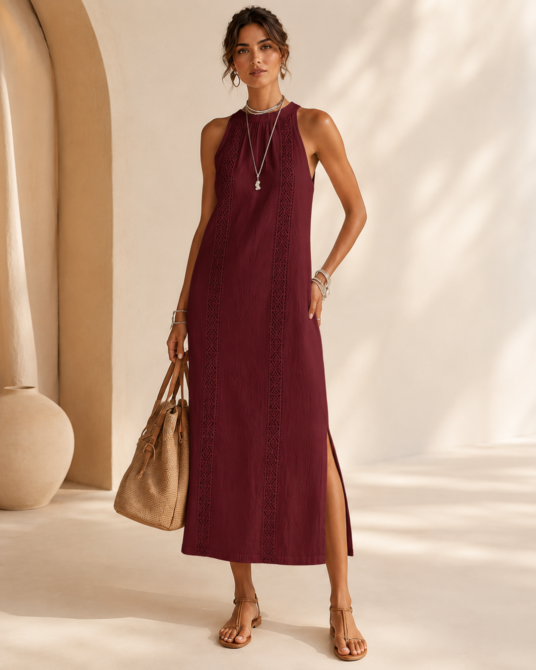 Lena | Abito Midi Elegante con Dettagli Raffinati