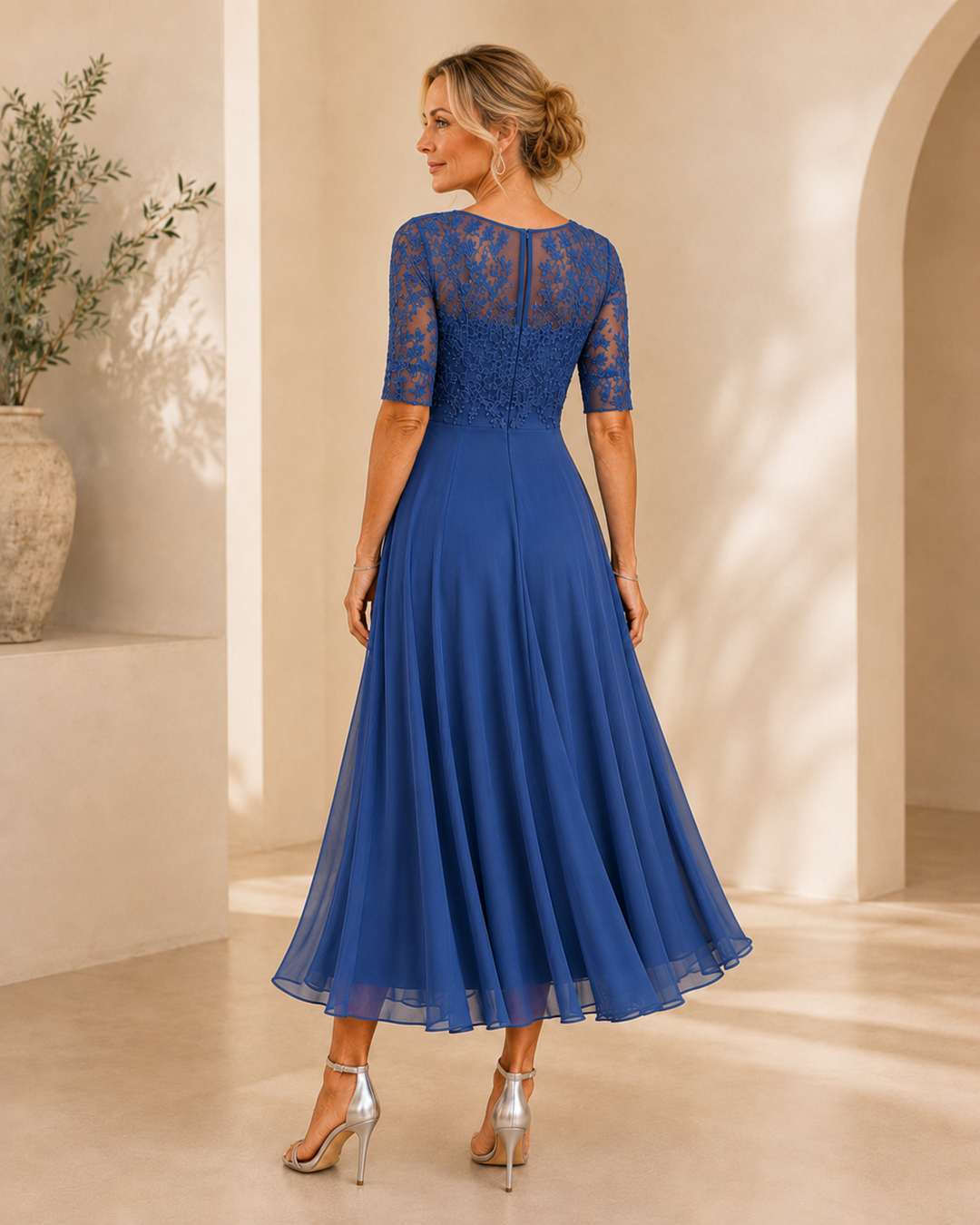 Nerina | Abito Elegante in Pizzo e Chiffon