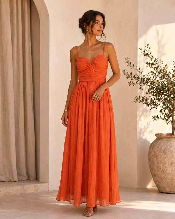 Juliet | Elegante Abito Maxi con Corpetto Arricciato