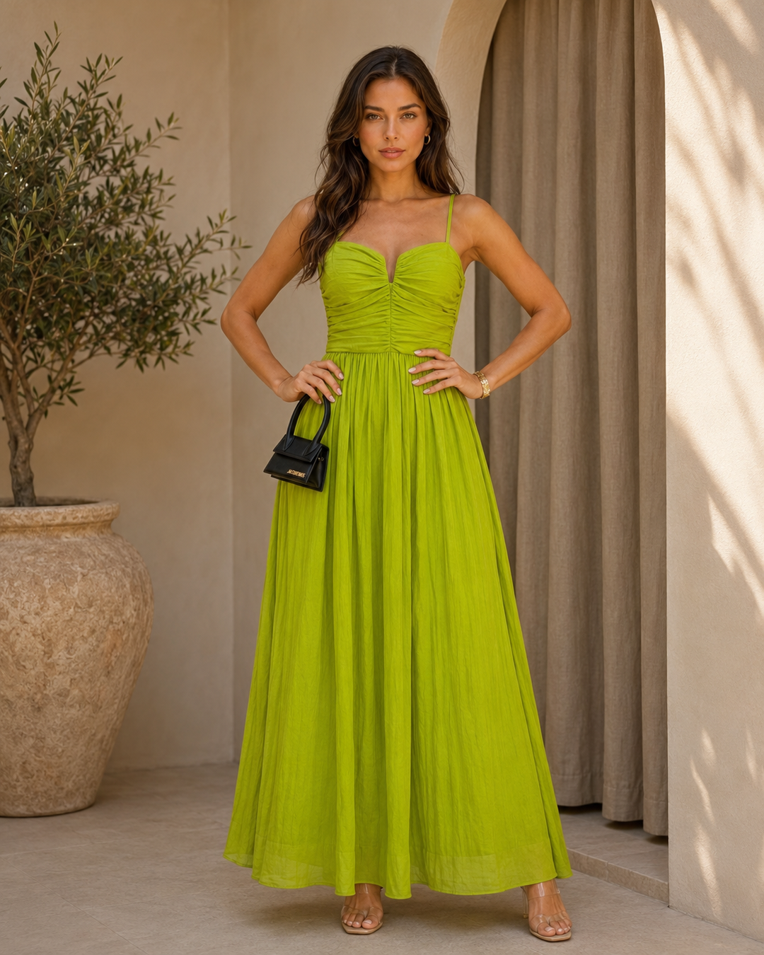 Juliet | Elegante Abito Maxi con Corpetto Arricciato