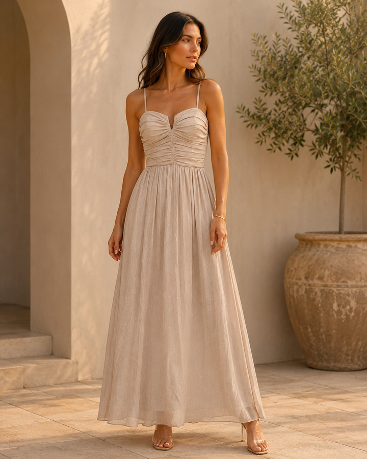 Juliet | Elegante Abito Maxi con Corpetto Arricciato