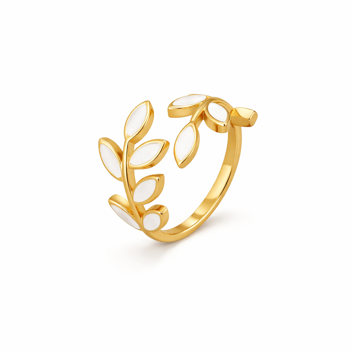 Foglia | Anello foglia dorata