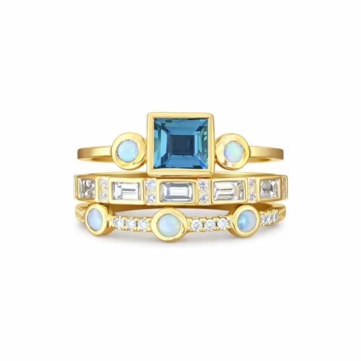 Marina | Set di anelli in cristallo vintage blu