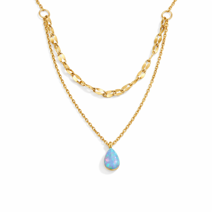 Opalia | Collana a strati con goccia di opale blu
