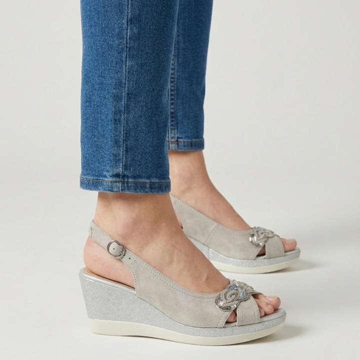 Aurora - Sandalo comfort donna con zeppa