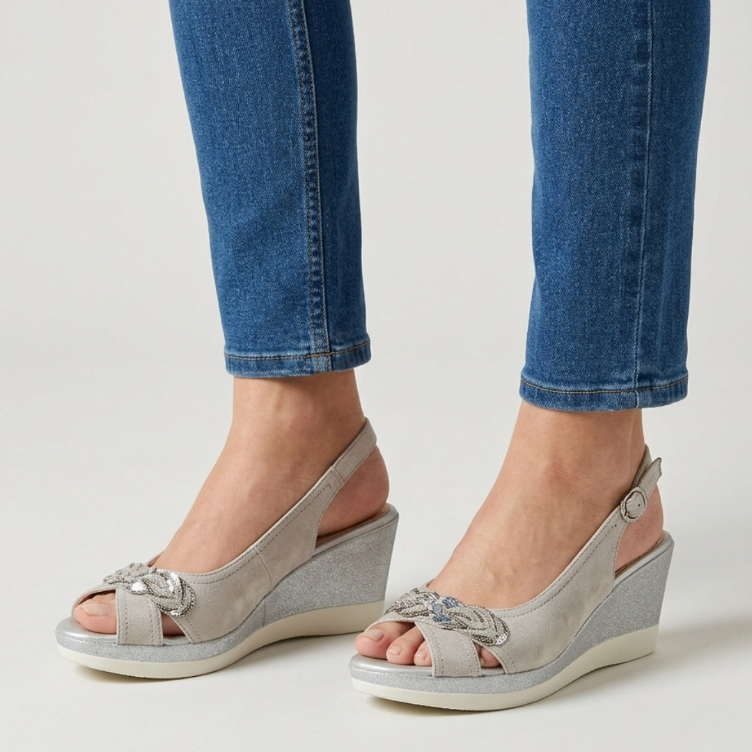 Aurora - Sandalo comfort donna con zeppa