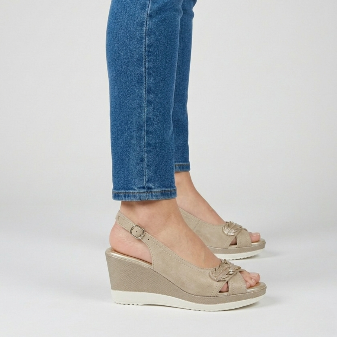 Aurora - Sandalo comfort donna con zeppa