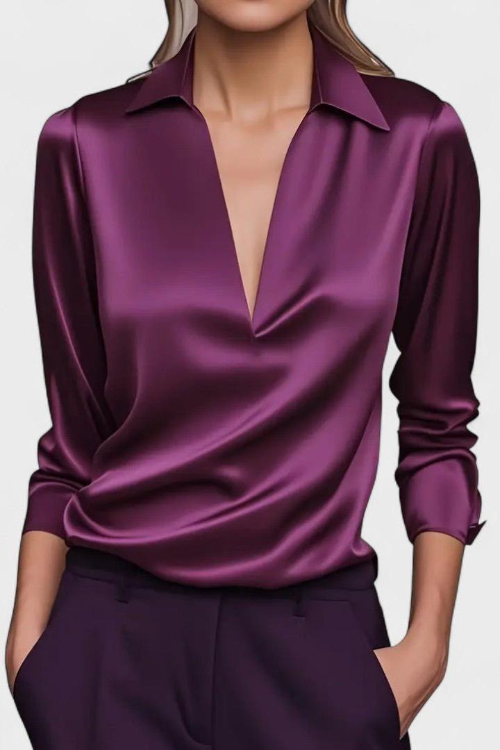 Roberta – Blusa premium in satin con scollatura a V