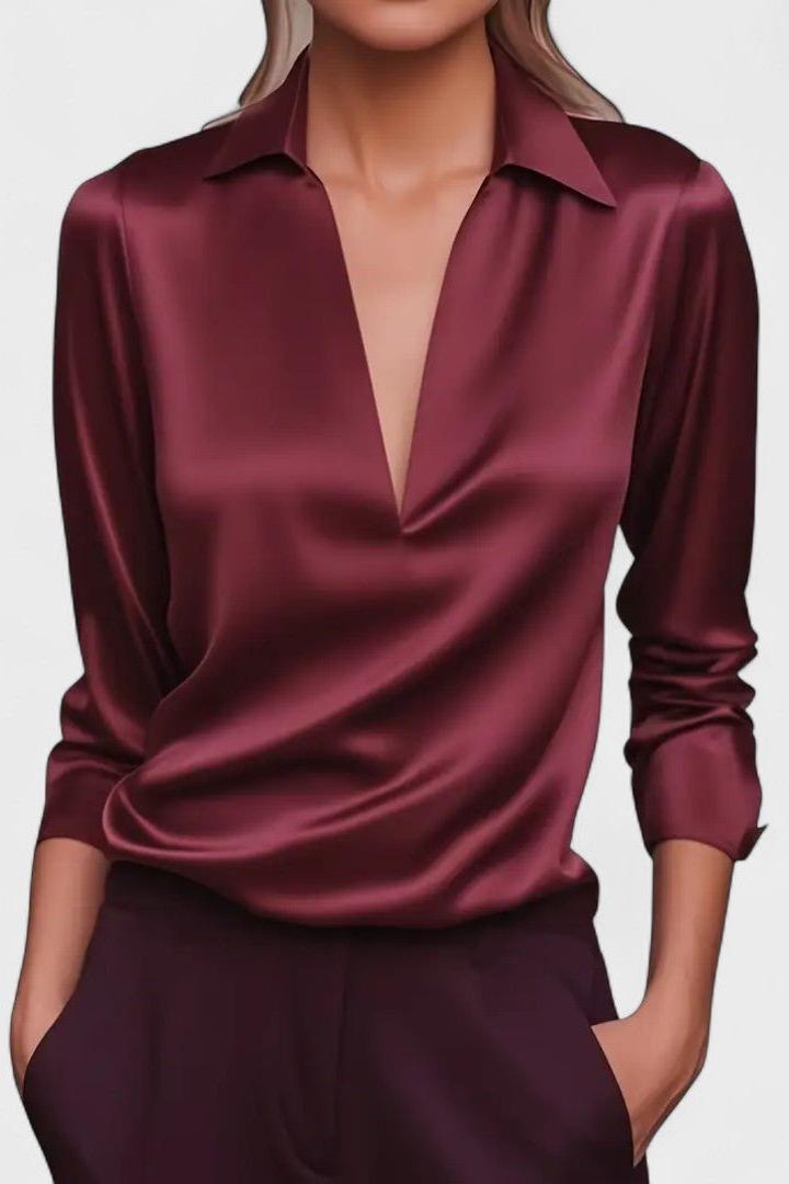 Roberta – Blusa premium in satin con scollatura a V
