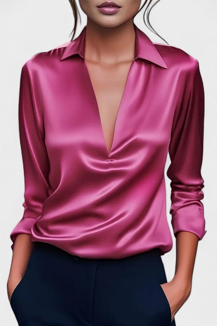 Roberta – Blusa premium in satin con scollatura a V