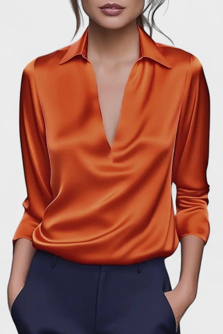 Roberta – Blusa premium in satin con scollatura a V