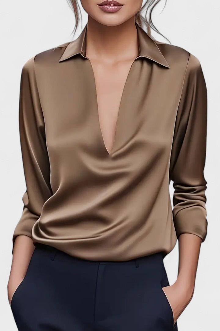 Roberta – Blusa premium in satin con scollatura a V