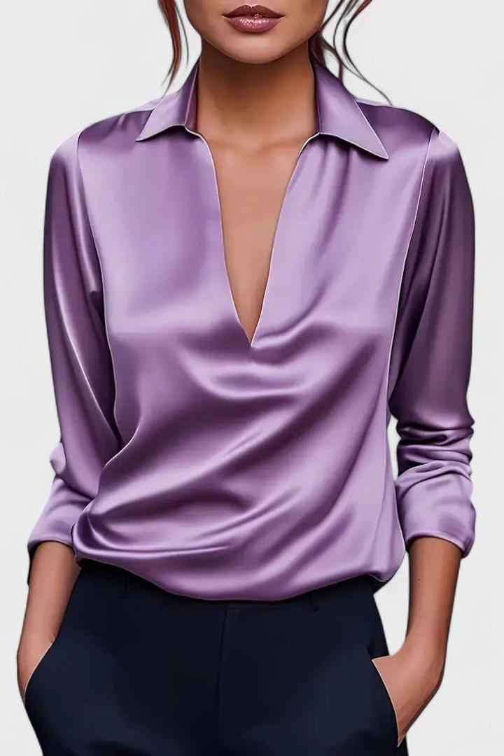 Roberta – Blusa premium in satin con scollatura a V
