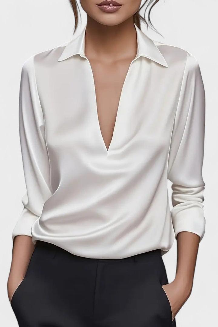 Roberta – Blusa premium in satin con scollatura a V