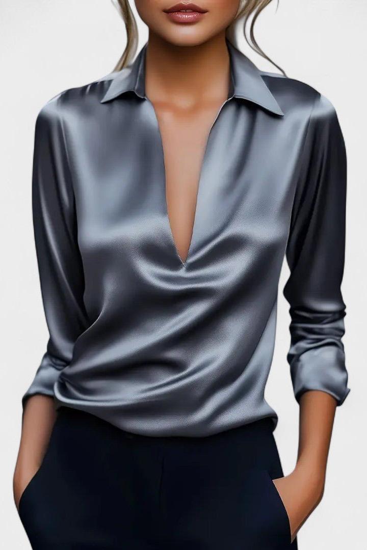 Roberta – Blusa premium in satin con scollatura a V