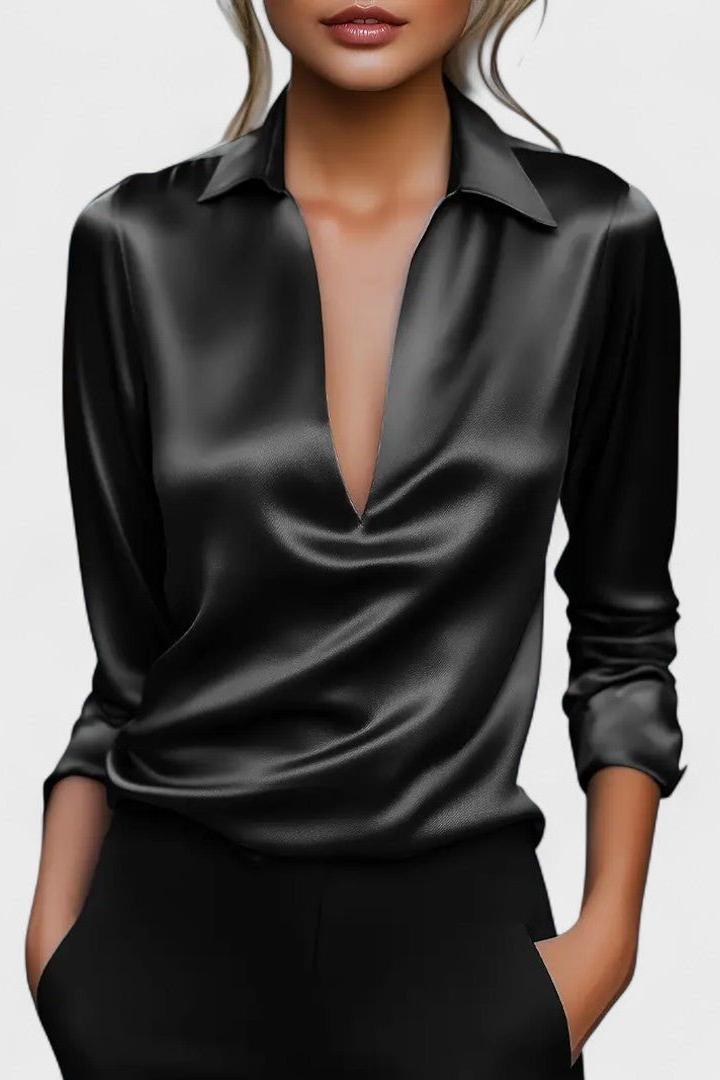 Roberta – Blusa premium in satin con scollatura a V