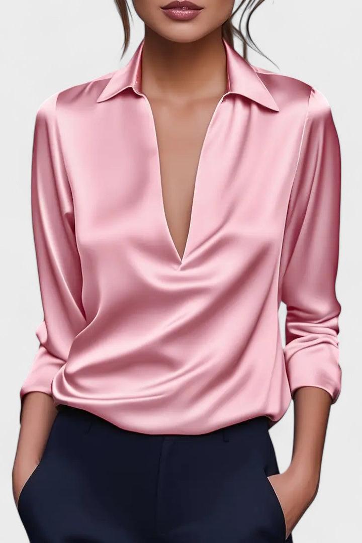 Roberta – Blusa premium in satin con scollatura a V