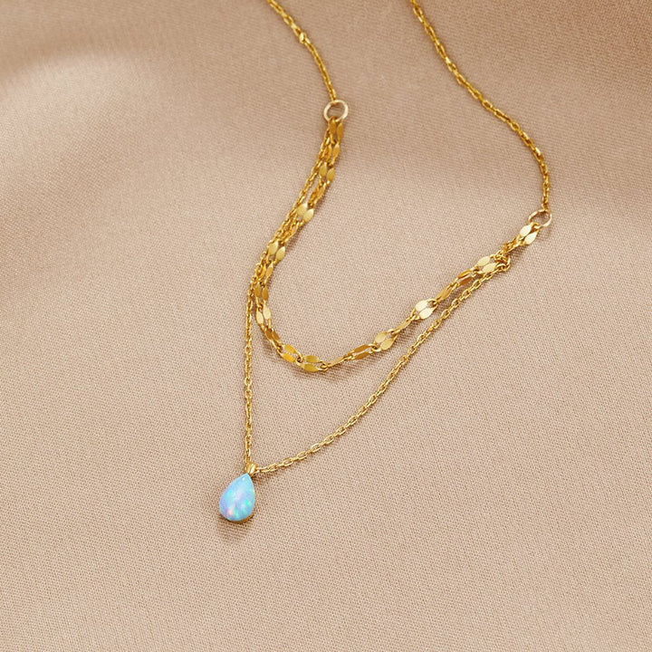Opalia | Collana a strati con goccia di opale blu
