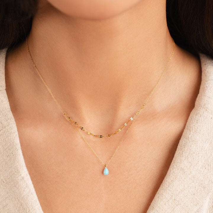 Opalia | Collana a strati con goccia di opale blu