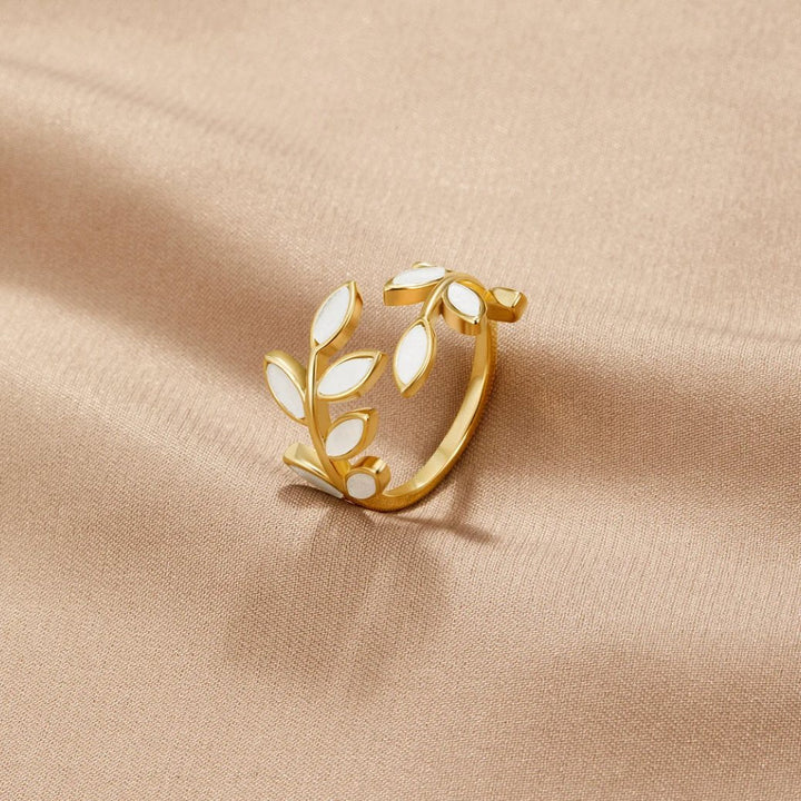 Foglia | Anello foglia dorata