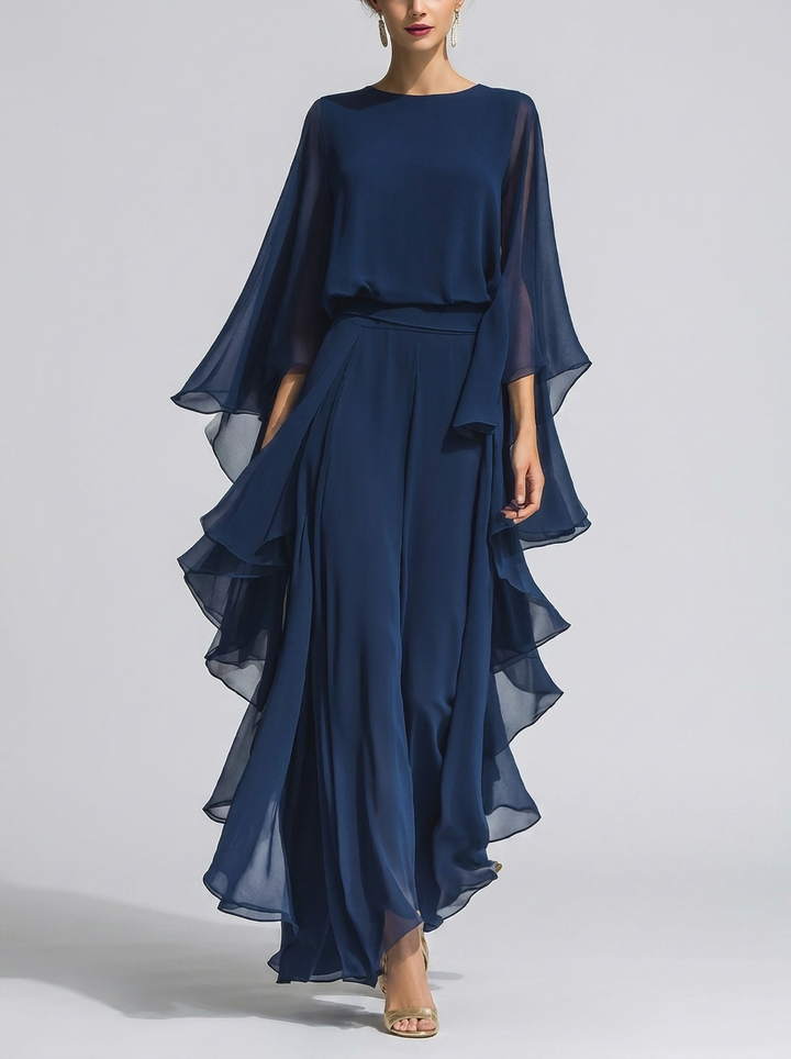 Floriana – Completo in chiffon elegante e fluido