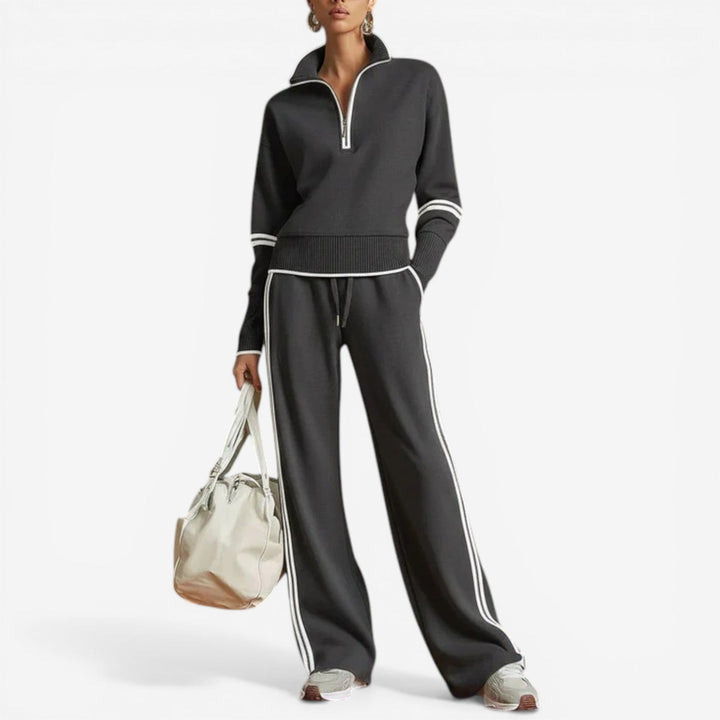 Camilla – Coordinato donna con zip e drappeggio fluido