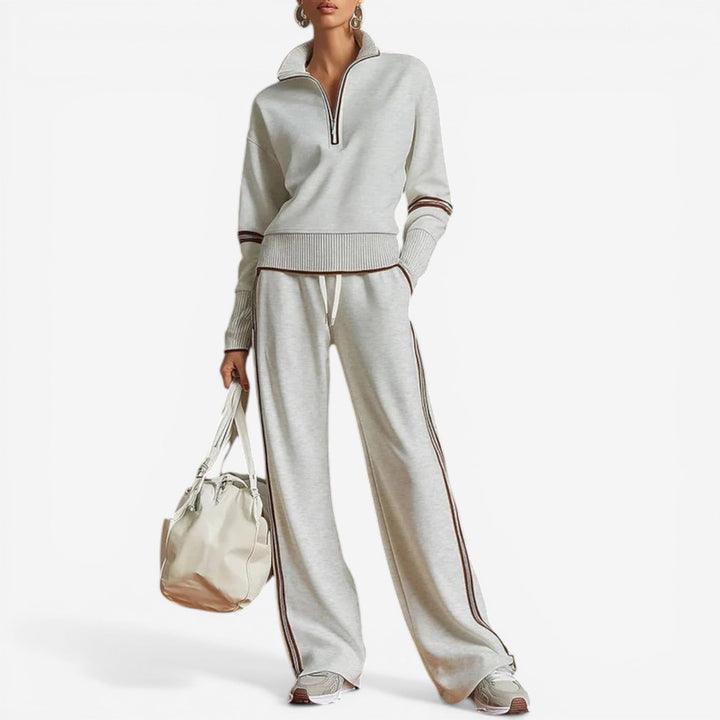 Camilla – Coordinato donna con zip e drappeggio fluido
