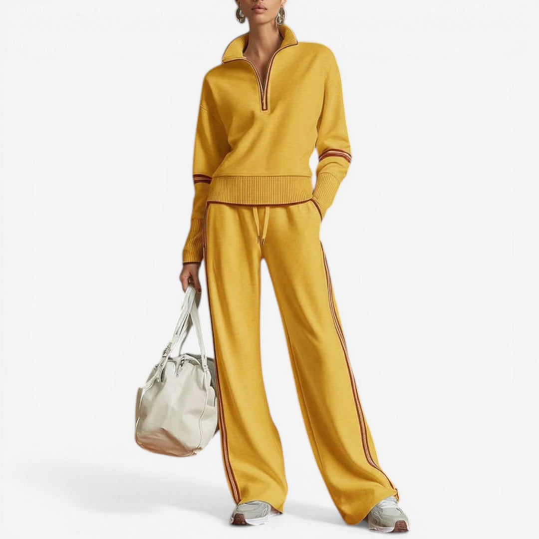 Camilla – Coordinato donna con zip e drappeggio fluido