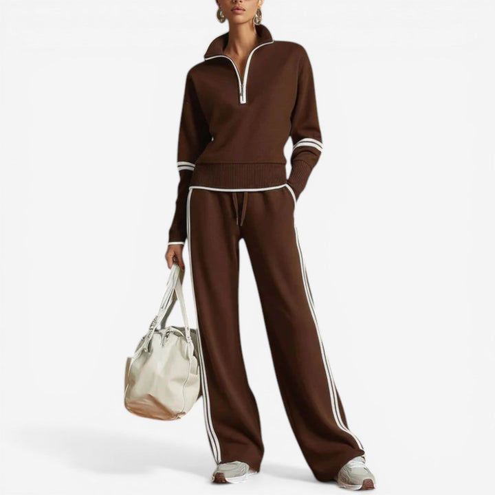 Camilla – Coordinato donna con zip e drappeggio fluido